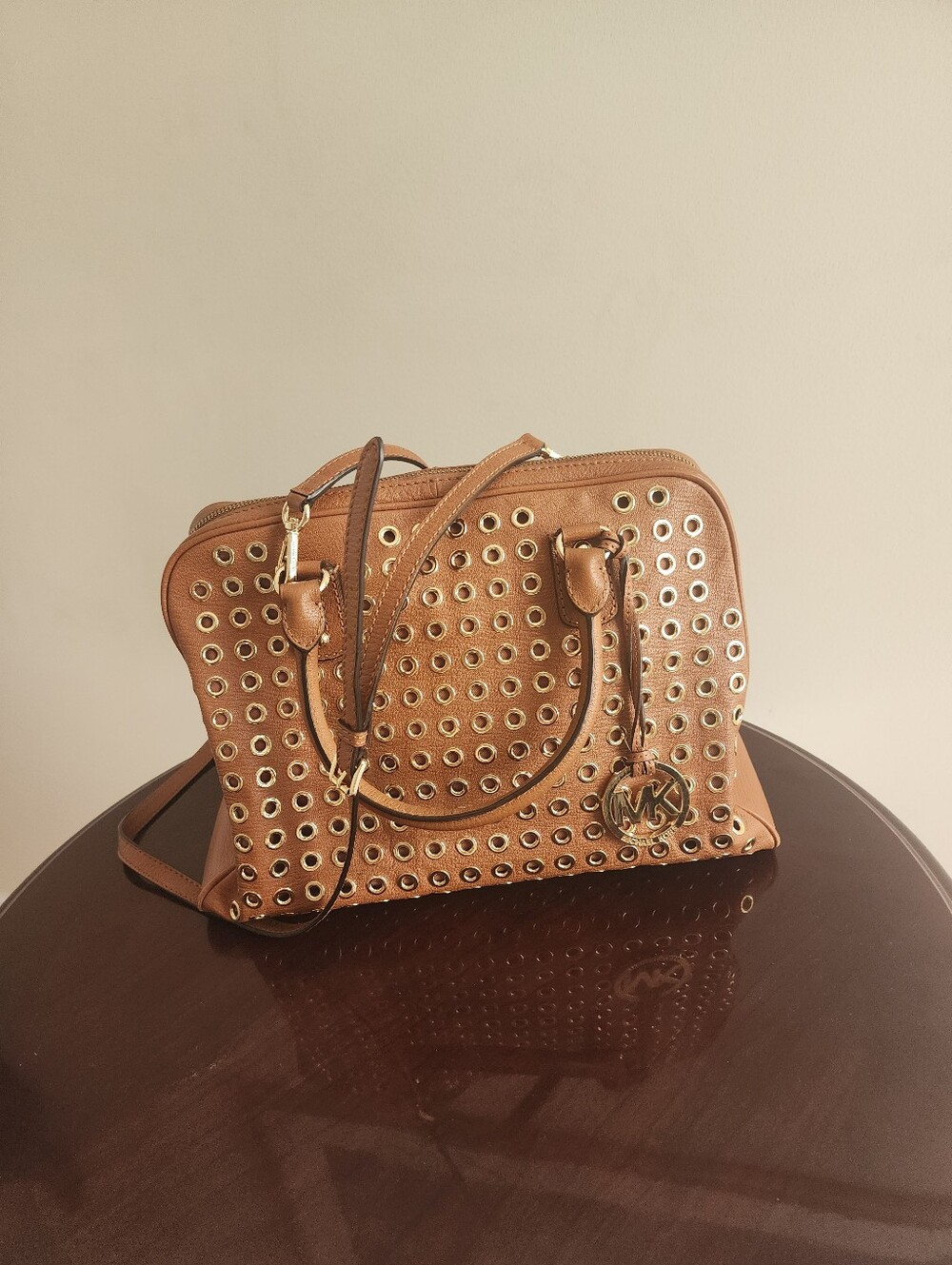 Michael Kors  Special Edition Brown Leather Grommet Satchel